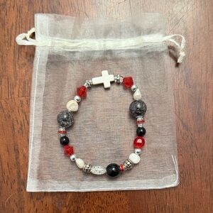 Elegant Red and Black Beaded Bracelet